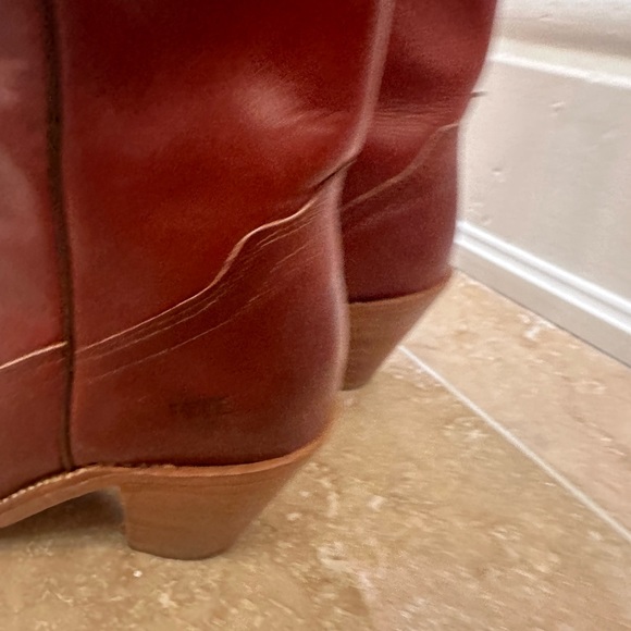 Vintage Frye Oxblood Burgundy Leather Cowboy Boots **Size 7 AA NARROW** - Picture 4 of 6